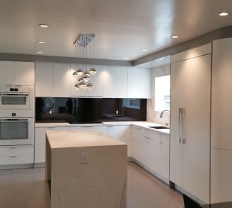 Contemporary kitchen slab painted door by Encore